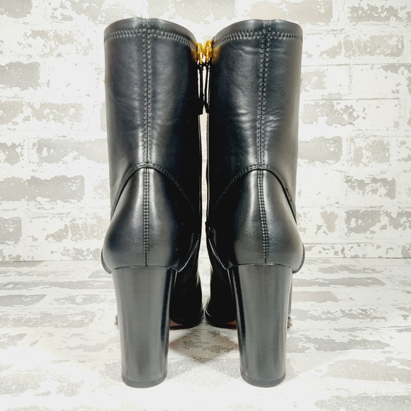 NEW Franco Sarto Womens Informa Whit Black Leather Block Heel Ankle Boots O573 - Picture 6 of 13